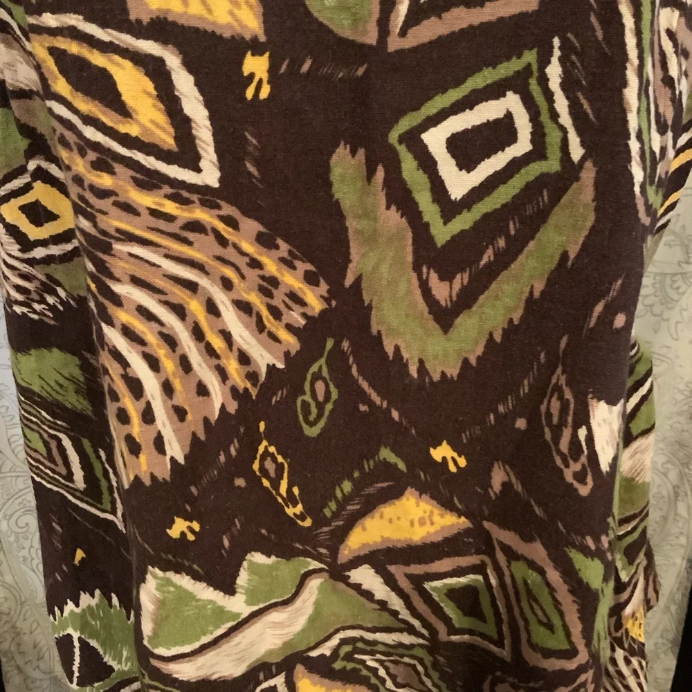 NWOT Notations Geometric Patterned Tank Top Stoned Beaded Brown Green Size XL